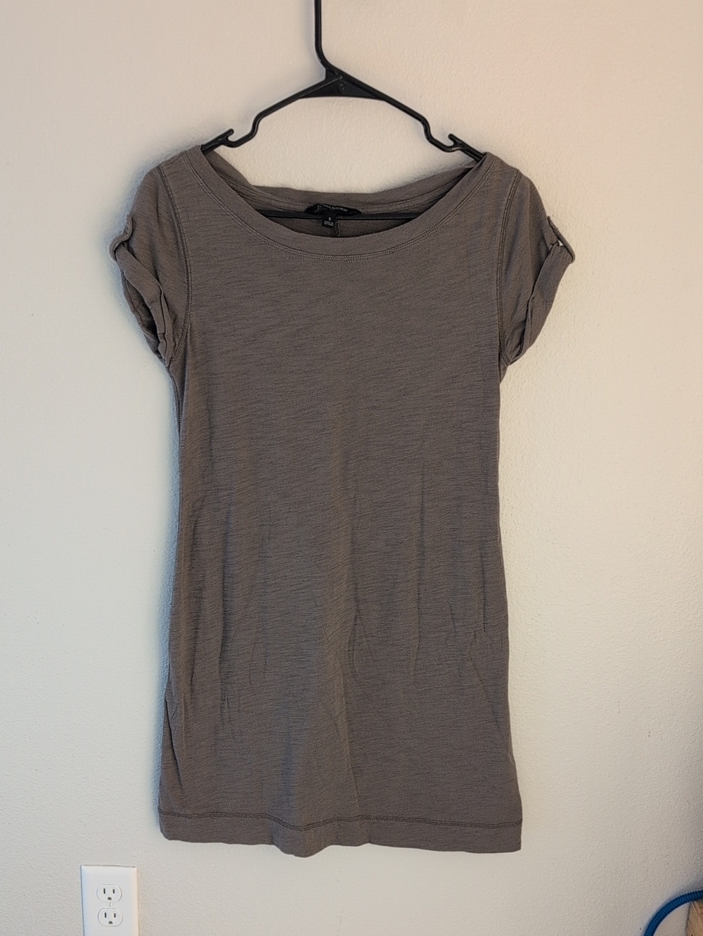 Banana Republic Short Sleeve Roll-Tab Tee Dress - Gray Small S